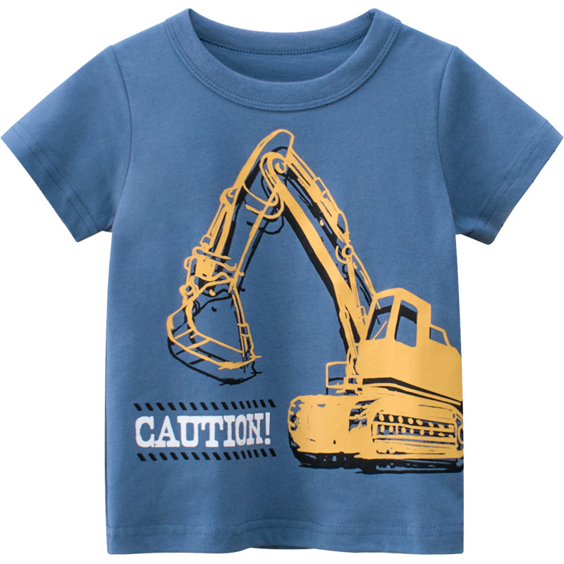 Picture of 2025 Summer New Kidsren's Clothing Kidsren's Short-Sleeved T-Shirt Wholesale Boys Excavator Baby Clothing One Piece Consignment