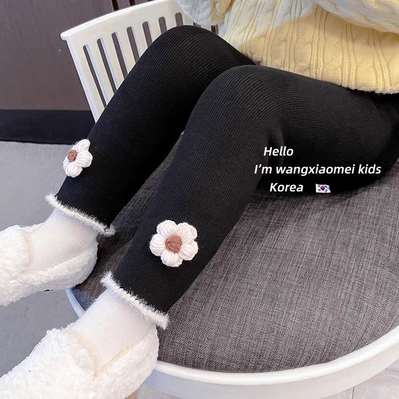 Picture of De velvet girls' leggings autumn and winter New fleece-lined/non-fleece Western style baby girl all-match one-piece velvet pants fashion