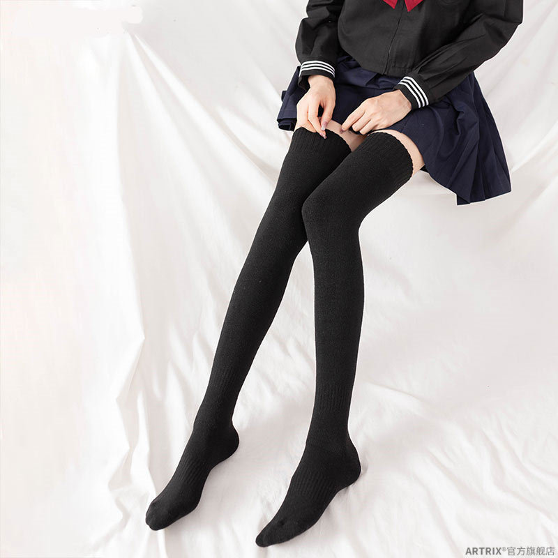 Winter stockings fleece-lined thickened snow socks anti-hook silk thickened warm stockings floor knee-high snow socks