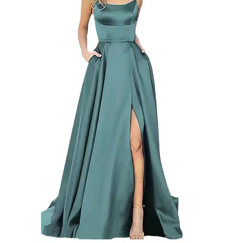 Picture of 2023 Amazon European and American cross-border new bridesmaid dress long dress small tail strap solid color banquet evening dress