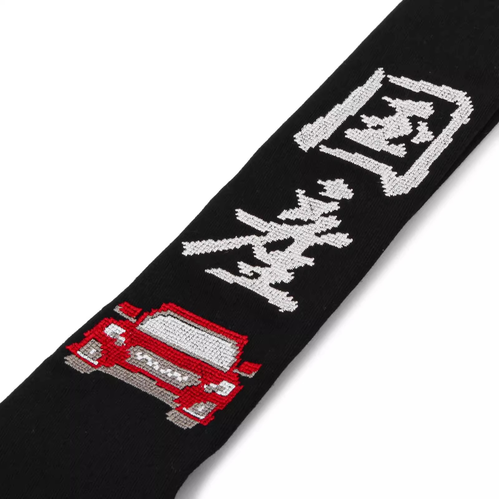 Picture of Yohji Yamamoto Diablo Yohji Embroidered Tie Black Flat Horned Men's Japanese Korean Style Akita Dog Tie for Men and Women