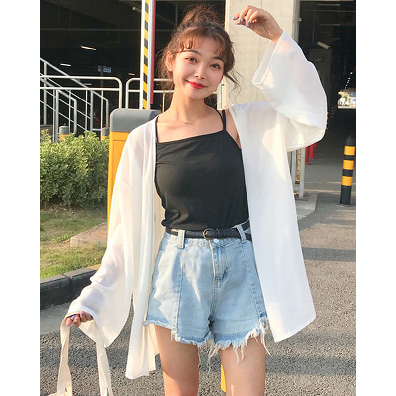 Snow Shirt Sun-protective Clothing Women's Summer New Korean-style Beach Clothes All-match Thin Coat Mid-length Cardigan Top Ins