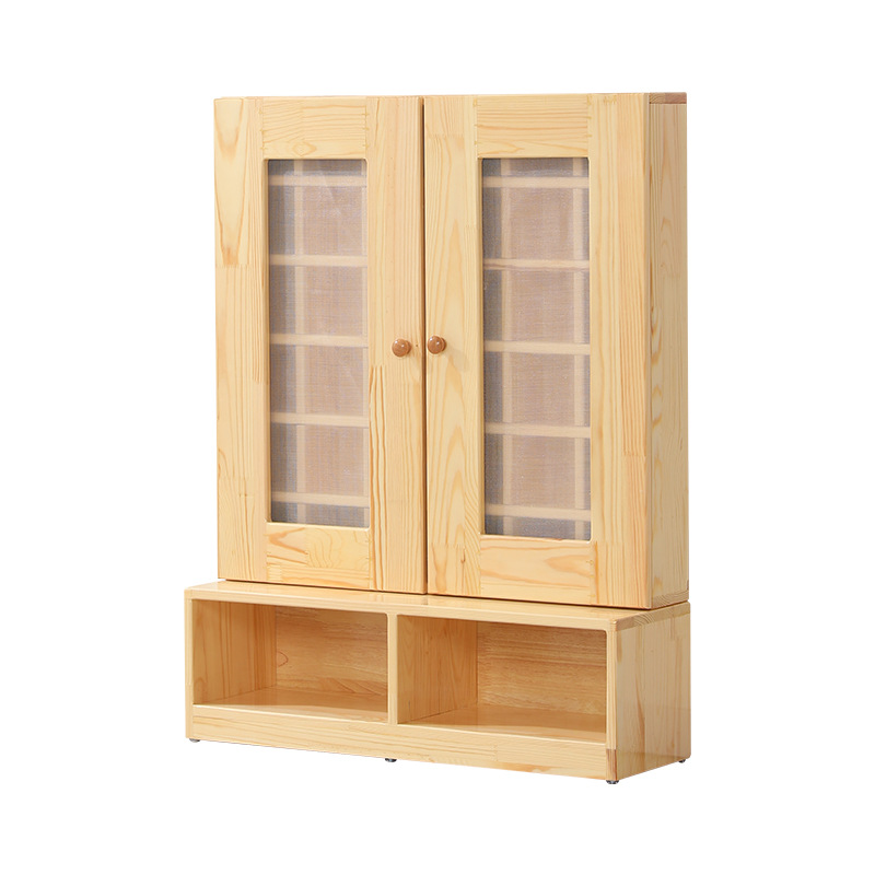 Picture of Manufacturer Supplies Kindergarten Cup Holder Solid Wood Cup Holder Children's Water Cup Holder Storage Rack with Door Wall Hanging