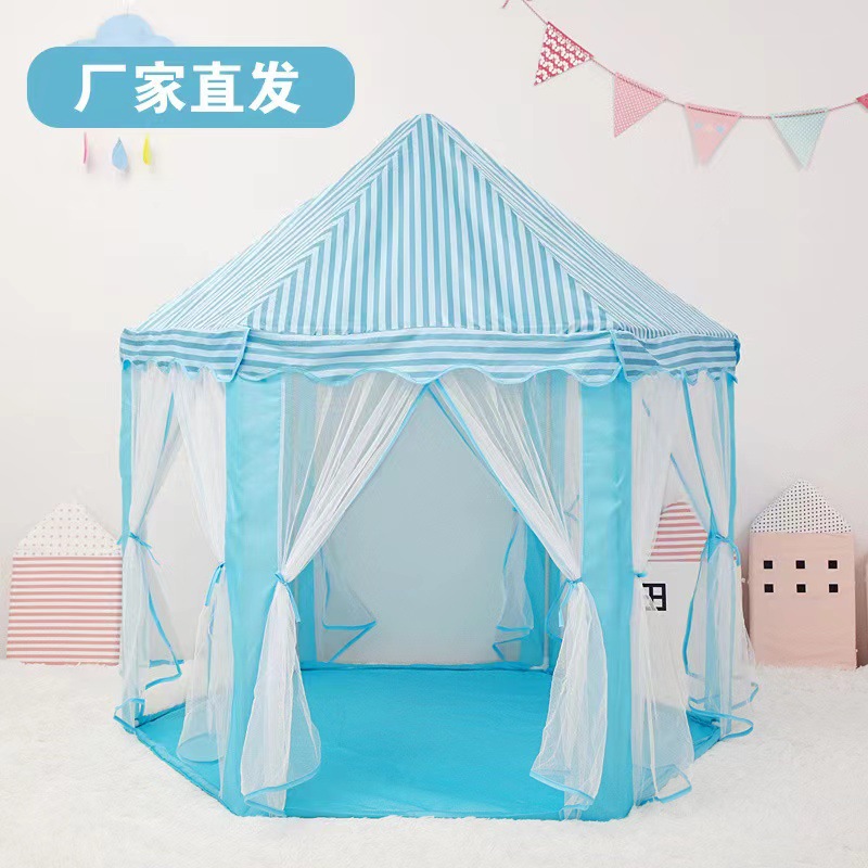 Picture of Children's Tulle Hexagon Tent Indoor Girls Fantasy Castle Decoration Game Baby Sleepable Mosquito-proof Toy House