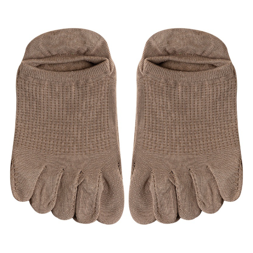 Five-finger socks men's summer cotton thin mesh breathable solid color casual shallow invisible non-slip heel wholesale