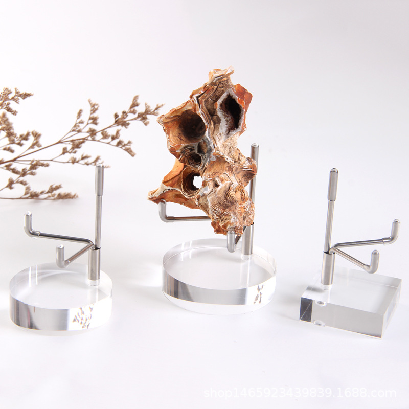 Acrylic stainless steel Crystal display stand transparent base crystal mineral label bottom support jewelry rack jewelry rack