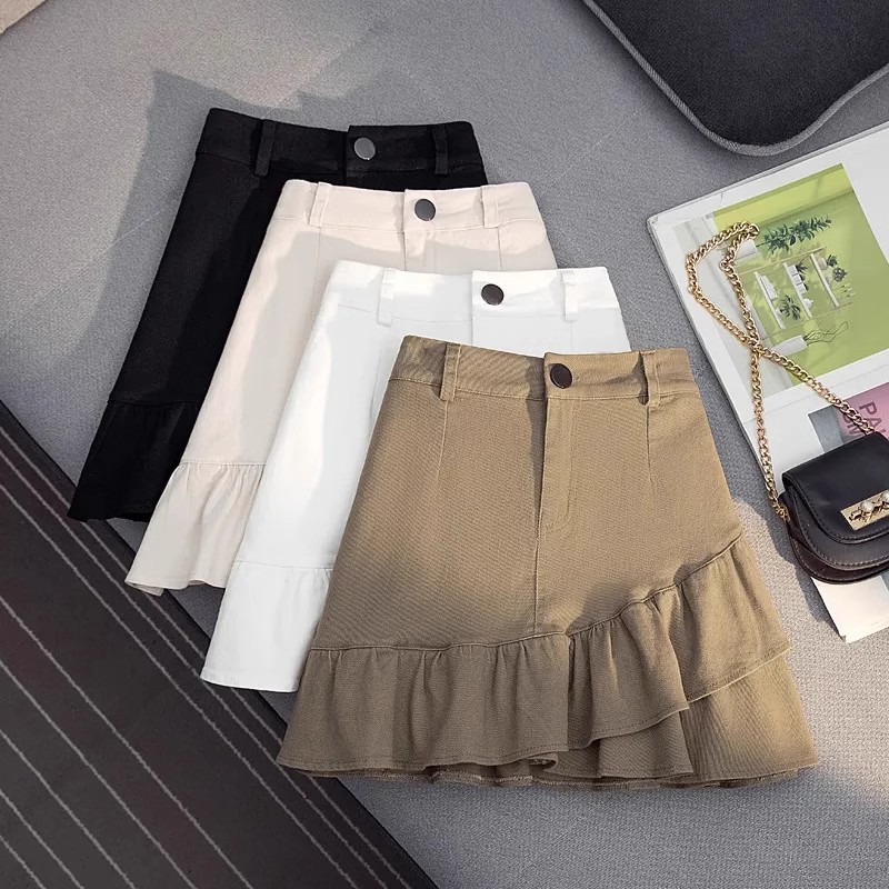 Irregular Denim Skirt Women's Summer 2024 New Fashion Short High Waist Slim A- line Hip Skirt