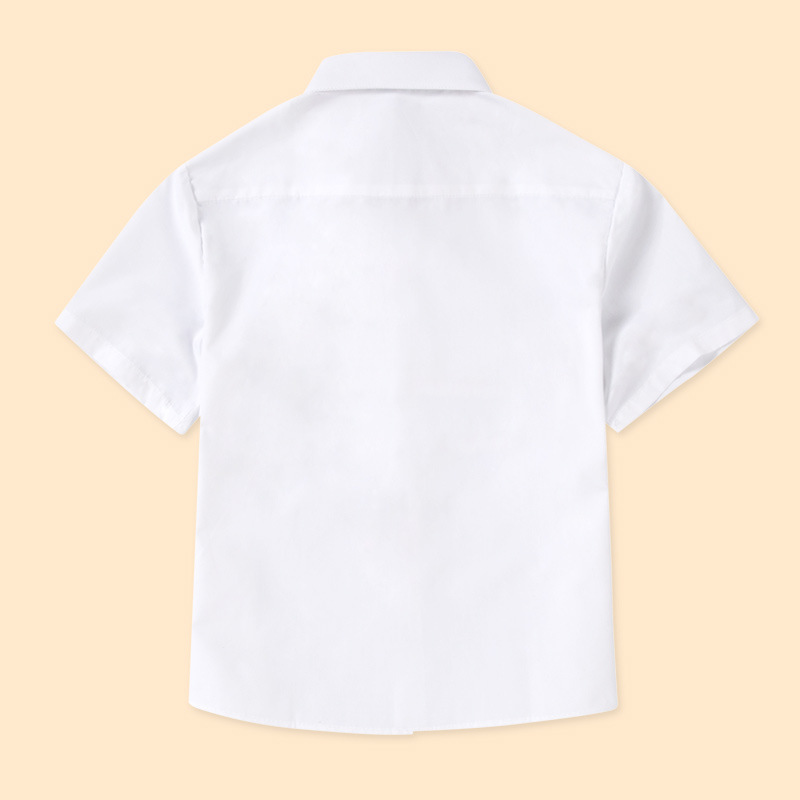 Picture of Children's Short-sleeved White Shirt Boy's Summer Thin Non-ironing British Dress Performance Coat School Uniform White Half-sleeved Shirt