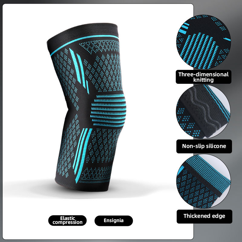 New knee pad double corrugated silicone non-slip nylon knitted breathable four-side elastic knee pad knee sports protection