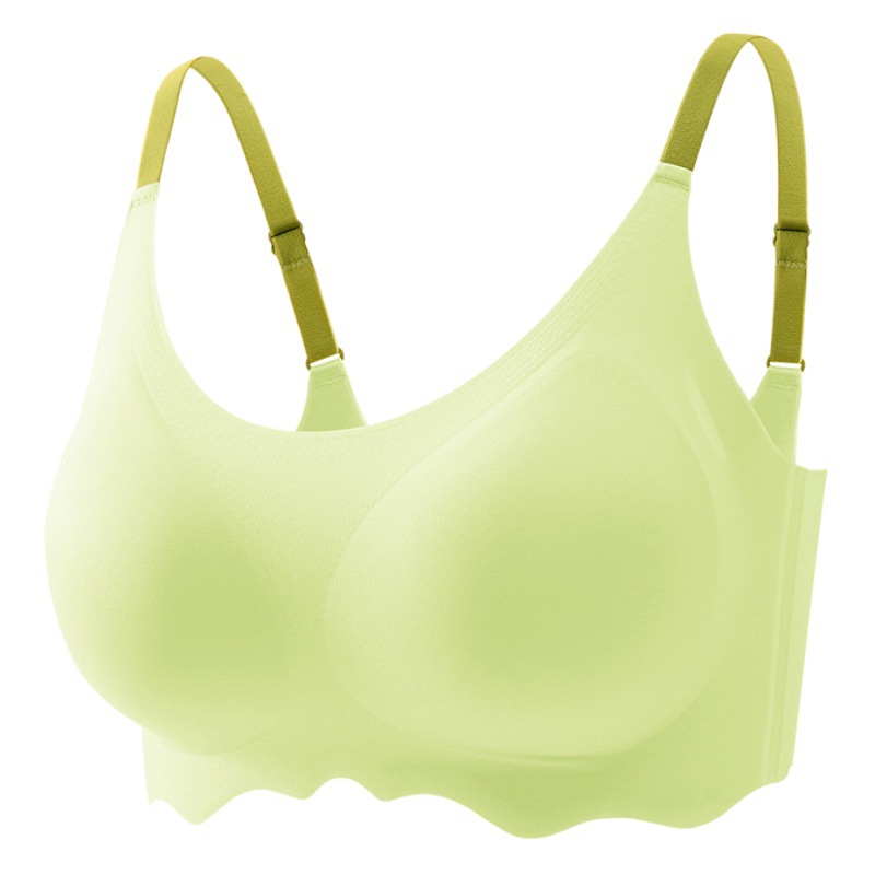 Non-Sensory Sports Fashion Contrasting Color Size-Free Underwear Women's Seamless Glossy Vest Style Comfortable Side-Cushion Commuter Bra