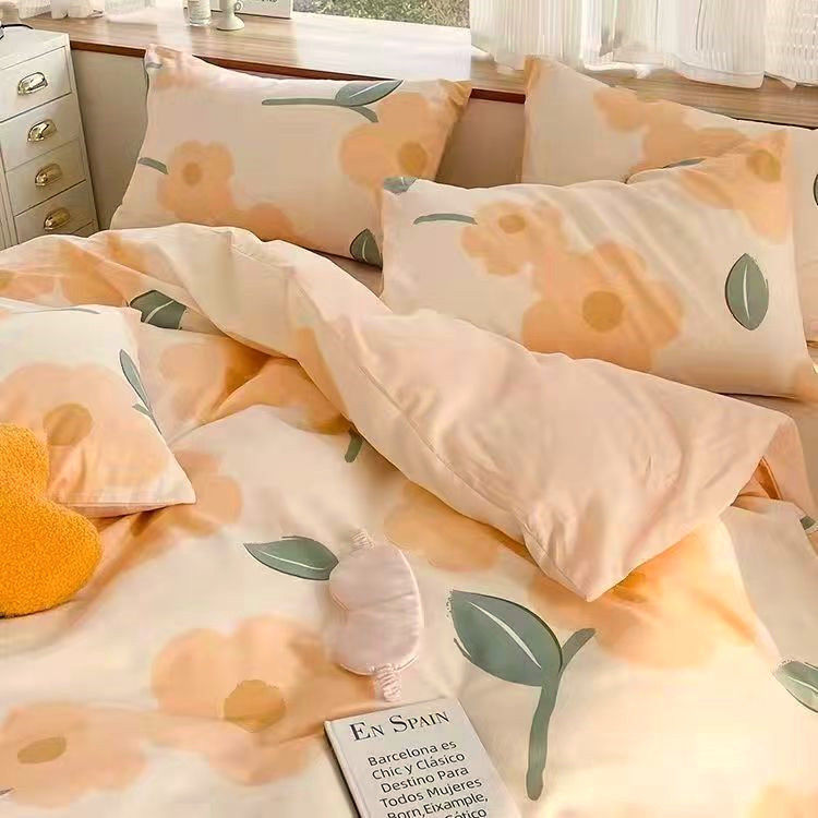 Picture of Four Seasons Washed Cotton ins Quilt Cover Four-piece Set Student Dormitory Bed Sheet Double Three-piece Set Quilt Cover Bedding