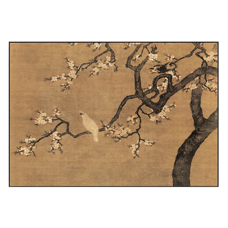 "apricot flower two pheasants" French antique decorative painting living room sofa background hanging painting Chinese style porch bedroom mural painting