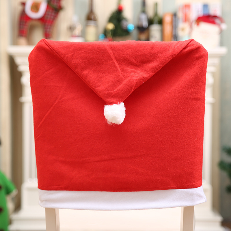Christmas Decoration Red Non-Woven Christmas Chair Cover Christmas Table Decoration Christmas Hat Feels Soft