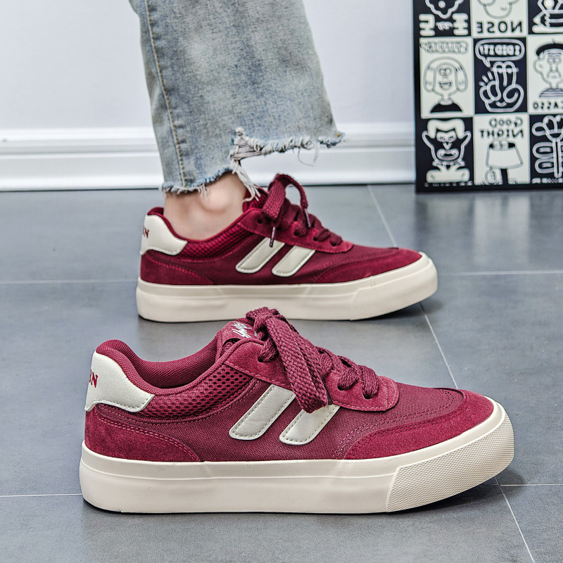 Dou Chuan breathable canvas shoes men's shoes 2025 spring sports skateboard shoes men's new small Zhongde training board shoes wholesale