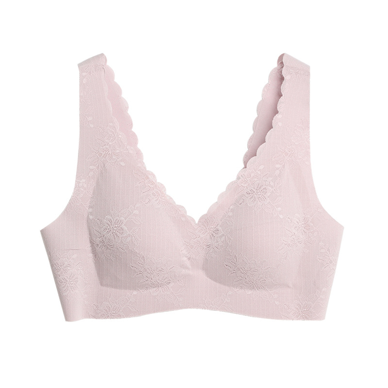 Picture of Wire-Free Silk Bra, New Spring/Summer Style for Women, Nude-Feel Back Buckle, Push-Up, Small Wave Design, Beautiful Back, Seamless, Side Breast Collection Bra