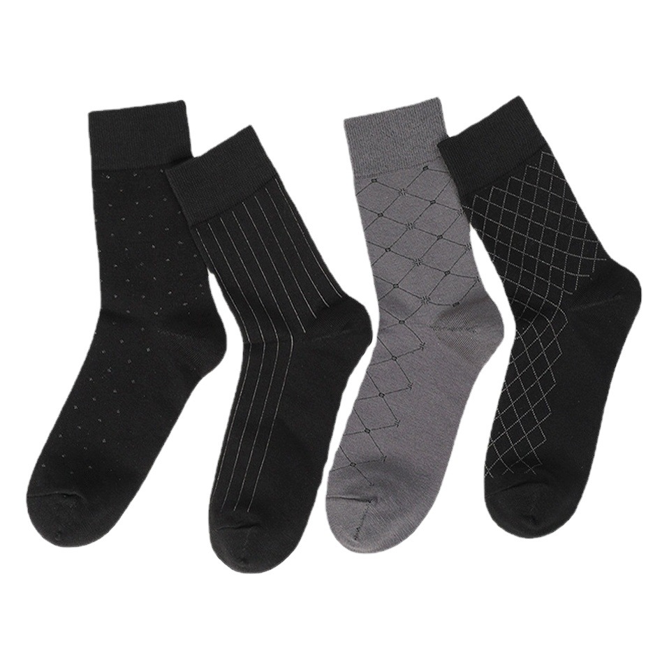 Men's Business socks spring and autumn Four Seasons 98% combed cotton suit socks formal wear mid-calf length socks individually packaged high-end stockings
