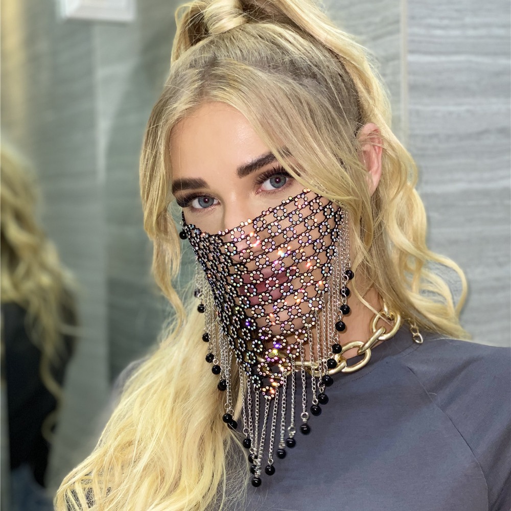 Picture of Rhinestone mask Europe and the United States cross-border Amazon AliExpress splicing with diamond jewelry flash diamond tassel mask LBZ1254