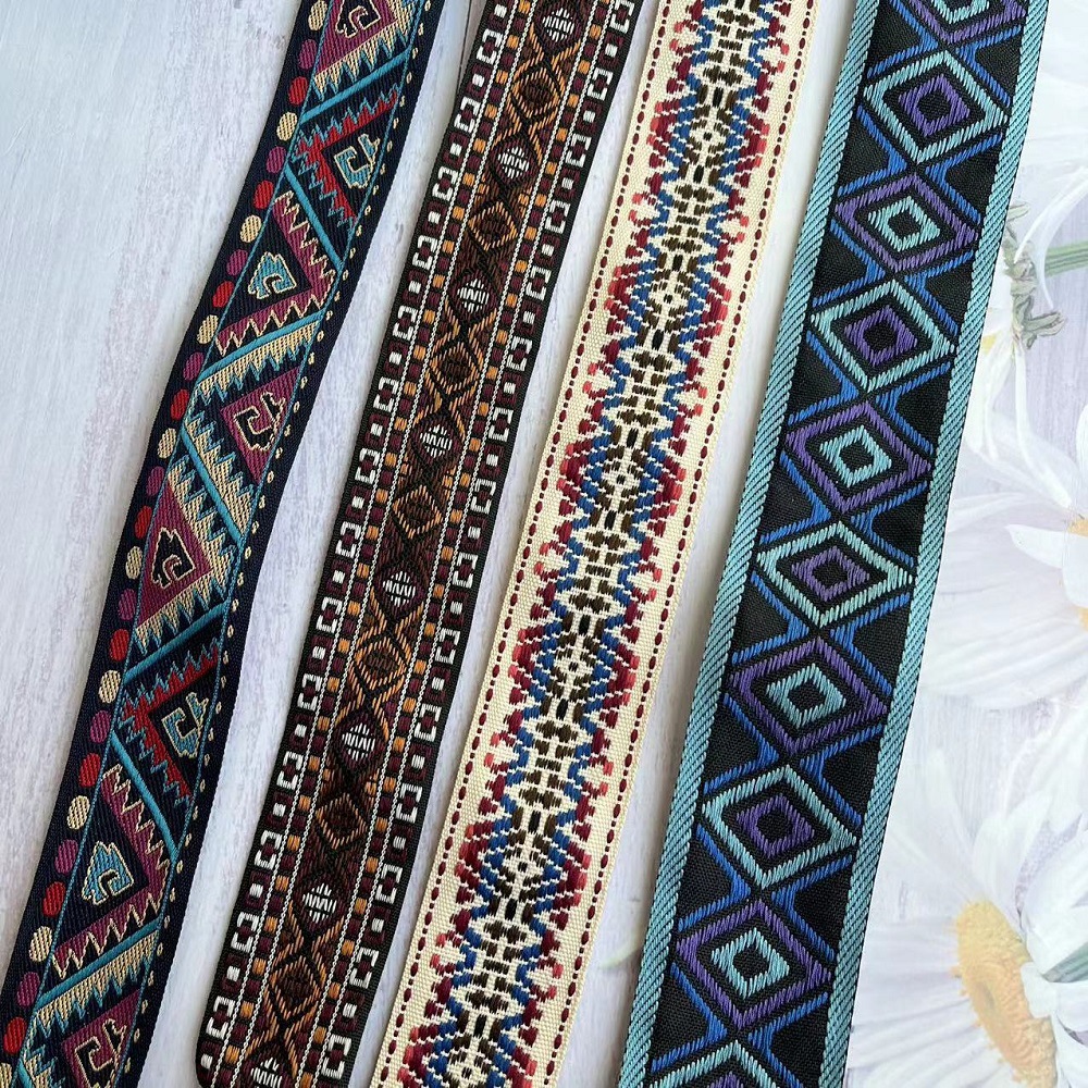 Jacquard Ribbon Ethnic Lace Geometric Quadrilateral Guitar Shoulder Strap Accessories Width 4.8cm H-9871