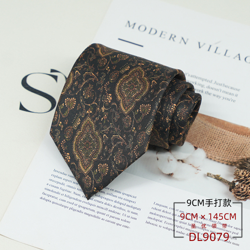 Picture of Dress tie men's Korean British style gentleman retro pattern 9CM hand-made student work business professional wear