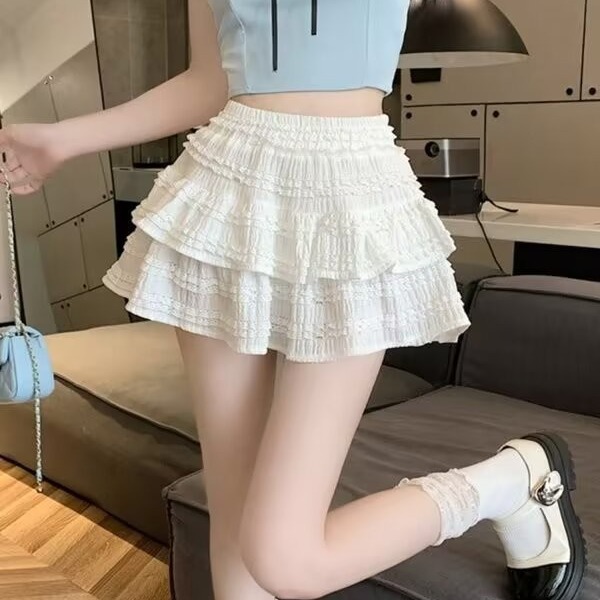 Lace Ballet Style Skirt Women's Spring and Autumn 2024 New Princess Style Cake Skirt High Waist Slimming Anti-slip Skirt