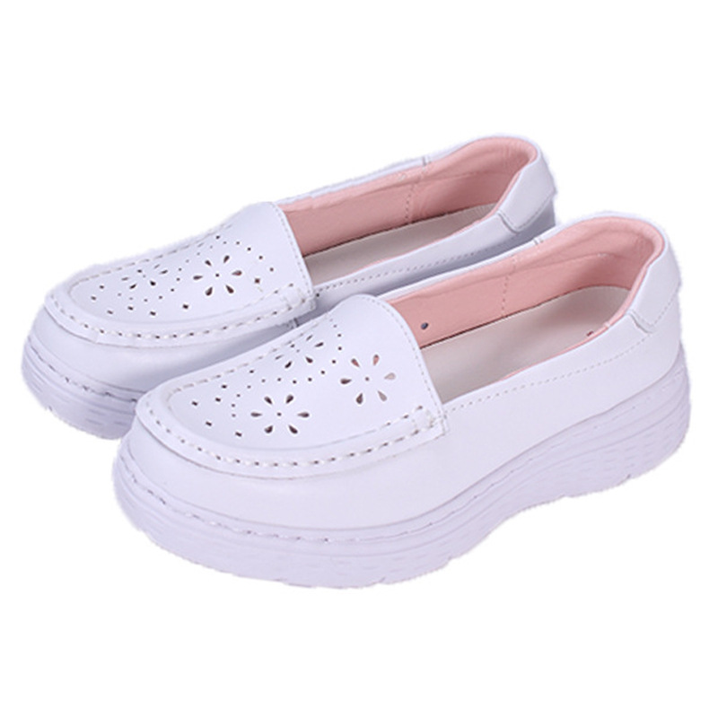 Picture of Nurse shoes women's soft bottom breathable not tired feet White Medical shoes comfortable non-slip flat shoes slip-on white shoes
