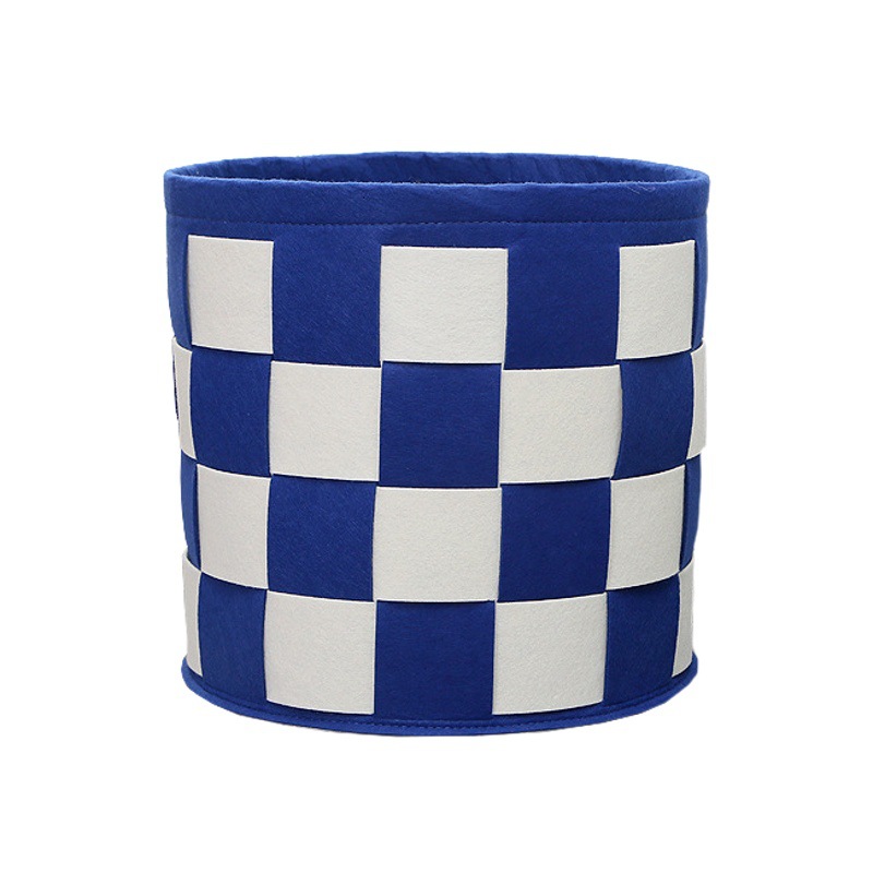 Felt storage bucket chessboard grid woven laundry basket basket large capacity toy sundries household dormitory storage bucket
