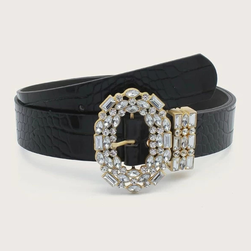European and American fashion round head alloy Diamond Belt women's autumn and winter clothing new accessories trendy same style street racket belt