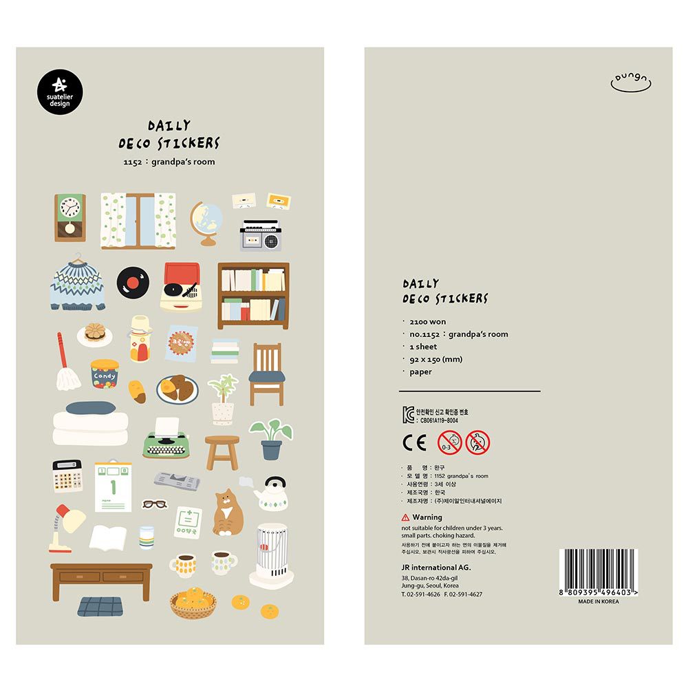 Cross-border South Korea suatelier Warm Cabin 1152 Grandpa's Room Paper Decoration Stickers Hand Account Stickers
