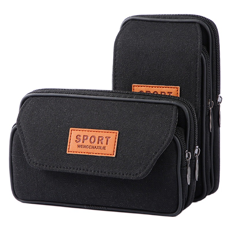New Canvas Business Mobile Phone Waist Bag Hanging Bag Wear Belt Mobile Phone Fashionable and Durable Multifunctional Waist Bag Manufacturer Supply