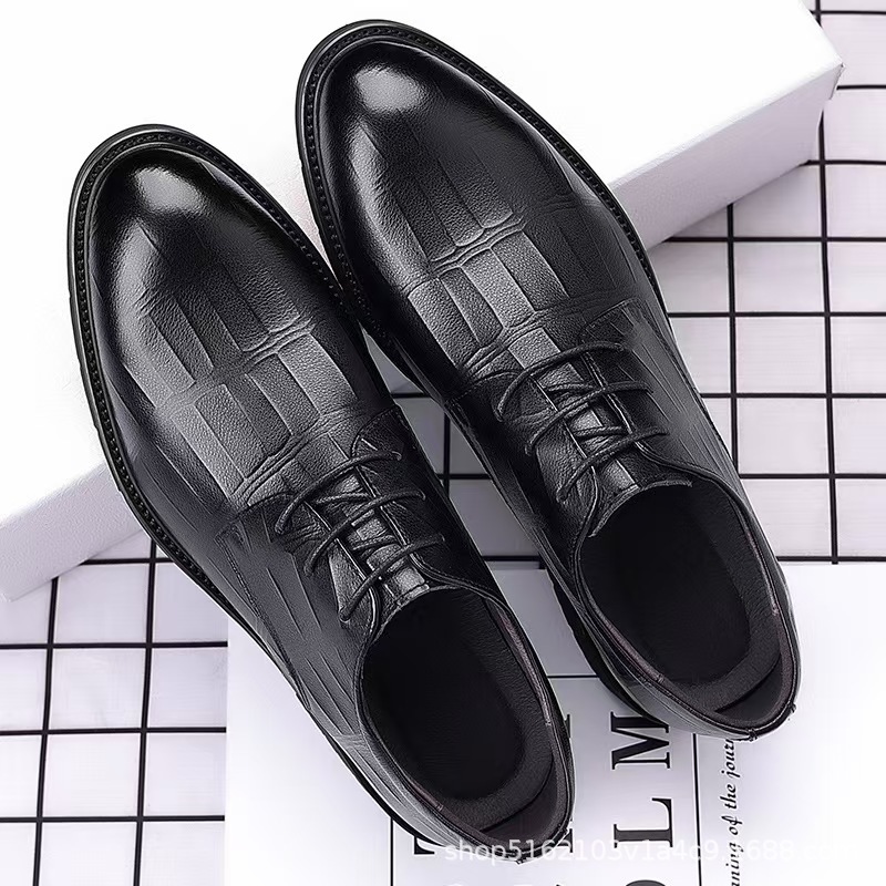 Spring and Autumn Lace-Up British Business Formal Leather Shoes Men's Shoes Inner Heightening Shoes Wholesale Shoes Men's Casual Leather Shoes