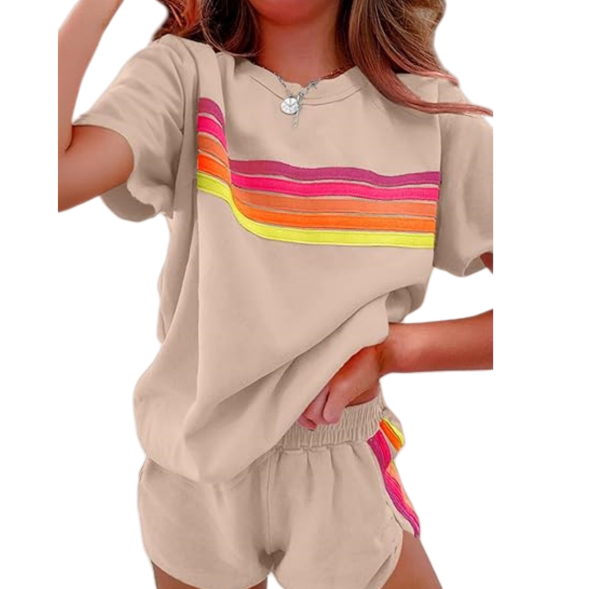 Picture of Amazon Cross-border Hot Sale Spring and Summer New Home suit Women European and American Simple Style Contrast Color Fashion Casual suit Women
