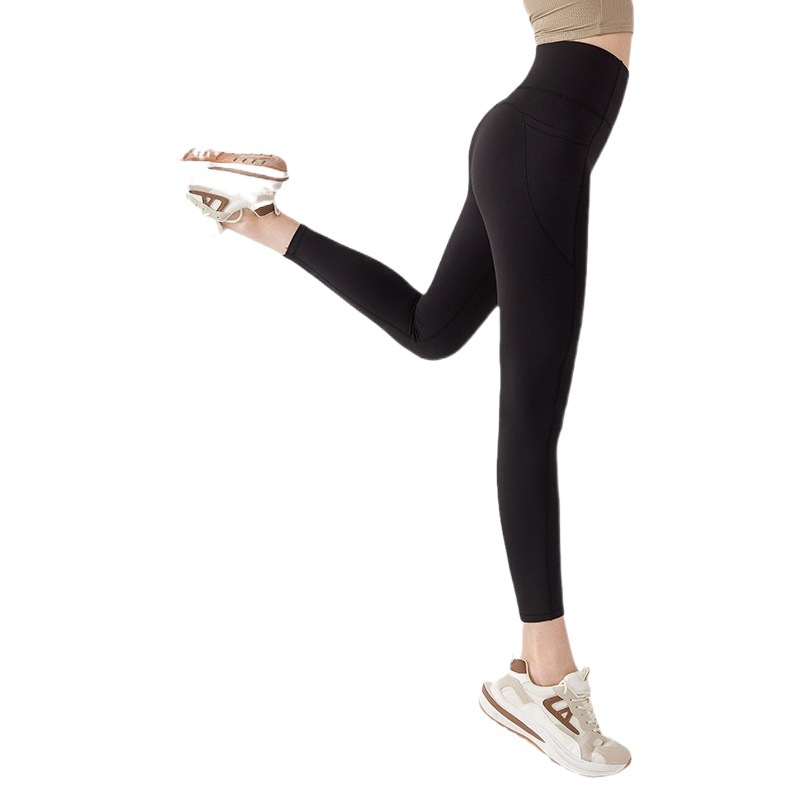 Xingqing pants commuter version no embarrassment line yoga pants women's high waist hip lifting side bag fitness pants outer wear bottoming shark pants