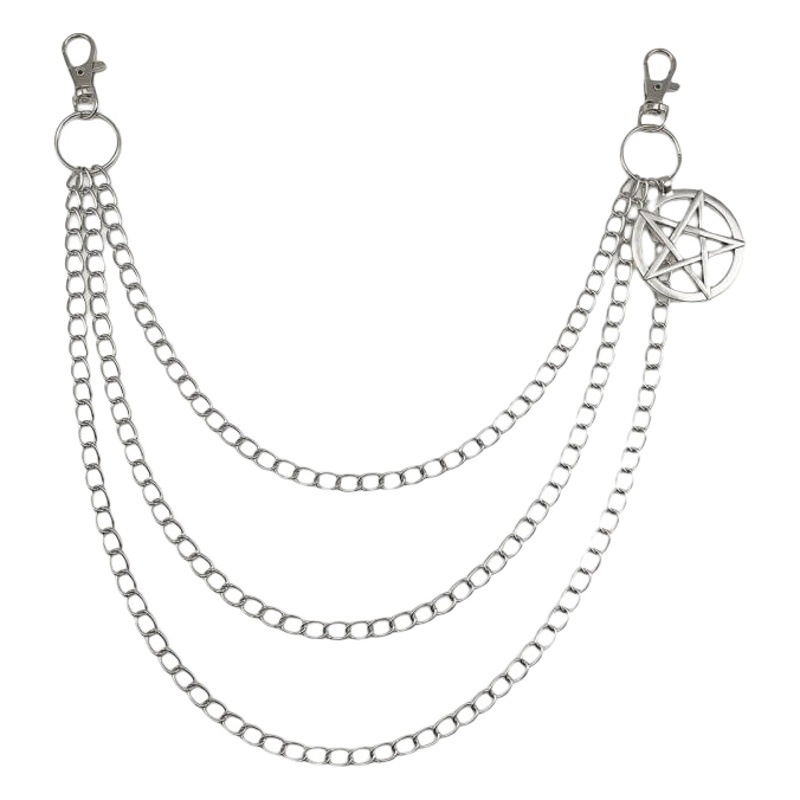 European and American cross-border jewelry fashion retro metal five-pointed star waist chain women's fashion trend multi-layer pants chain manufacturers wholesale