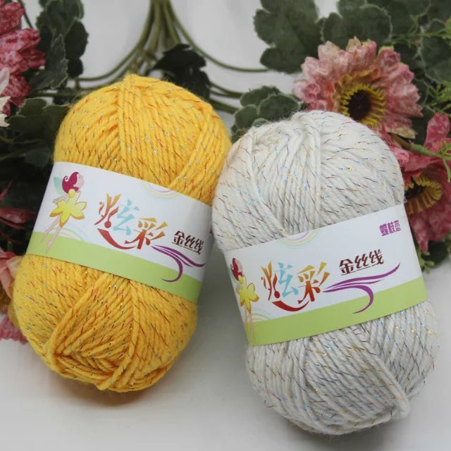 Picture of Acrylic plus color silk thread three color wool bright silk acrylic thread handmade DIY line cross-border foreign trade supply manufacturers wholesale