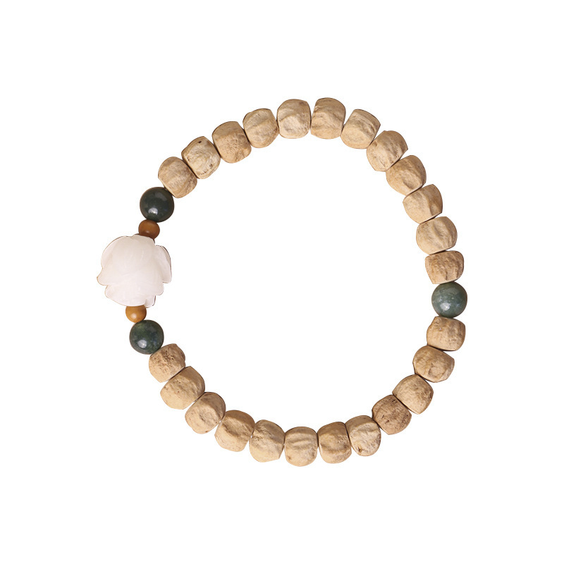 Picture of White Jade Bodhi root Lotus bead tassel hand-held natural passion seed single-Circle Bracelet Buddha Zen hand ornaments wholesale