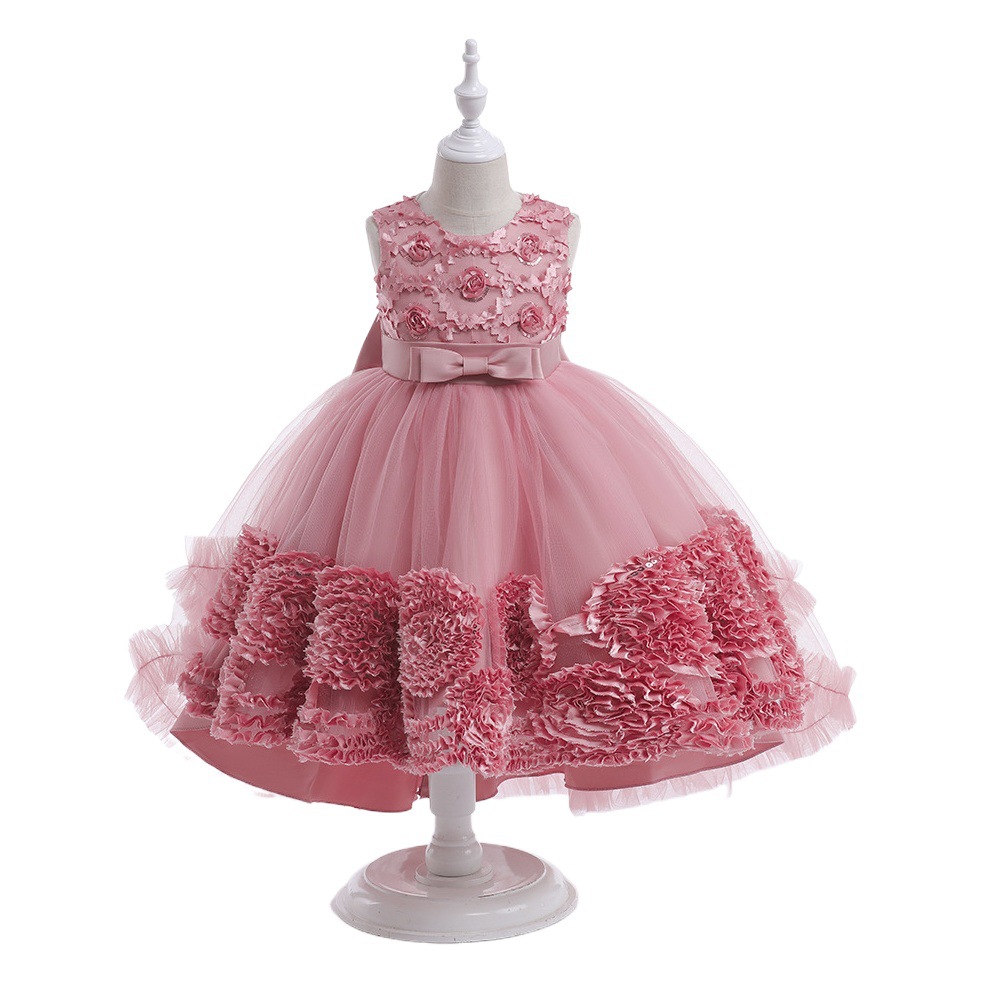 Amazon's Best-Selling Flower Girl Fluffy Cake Wedding Dress Children's Dress Princess Dress Catwalk Performance Little Girl Short Skirt