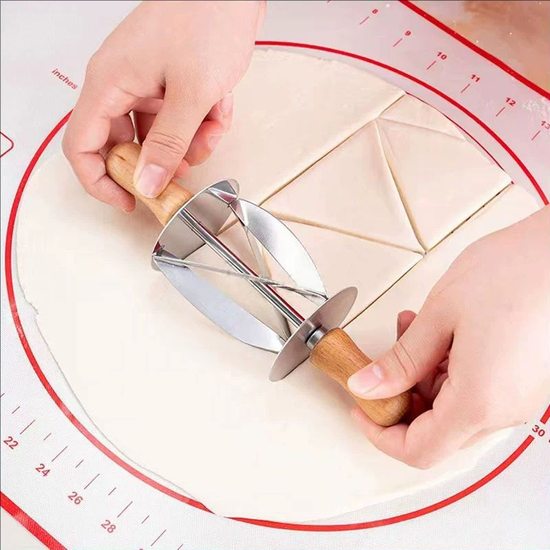 Picture of Cross-Border Baking Croissant Rolling Cutter Croissant Slicer Roller Stainless Steel Croissant Cutter Dough Cutting Tool