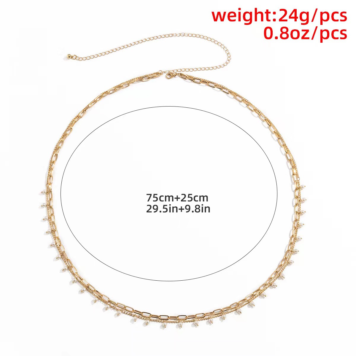 Picture of Small fragrant style temperament imitation pearl waist chain retro multi-layer chain geometric body chain Europe and the United States cross-border