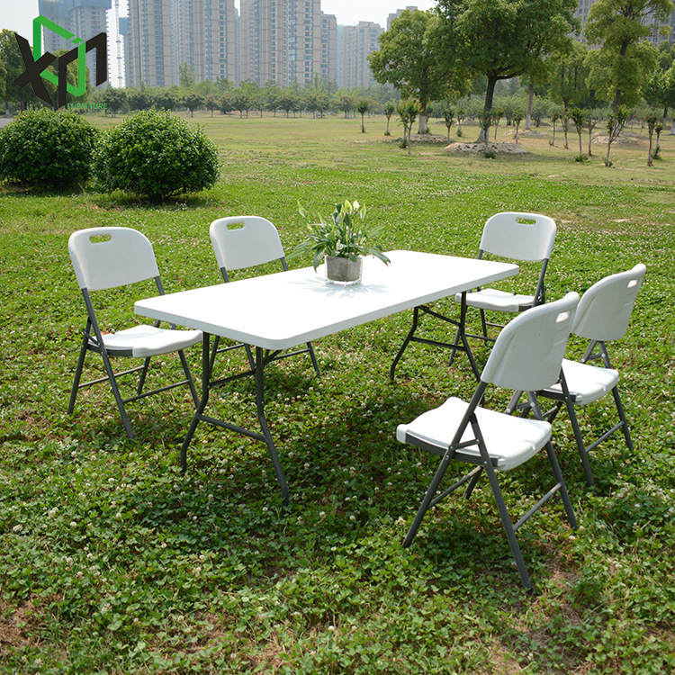 Folding table for street stalls, portable minimalist outdoor dining table, dining tables and chairs, 6FT blow-molded folding table, factory