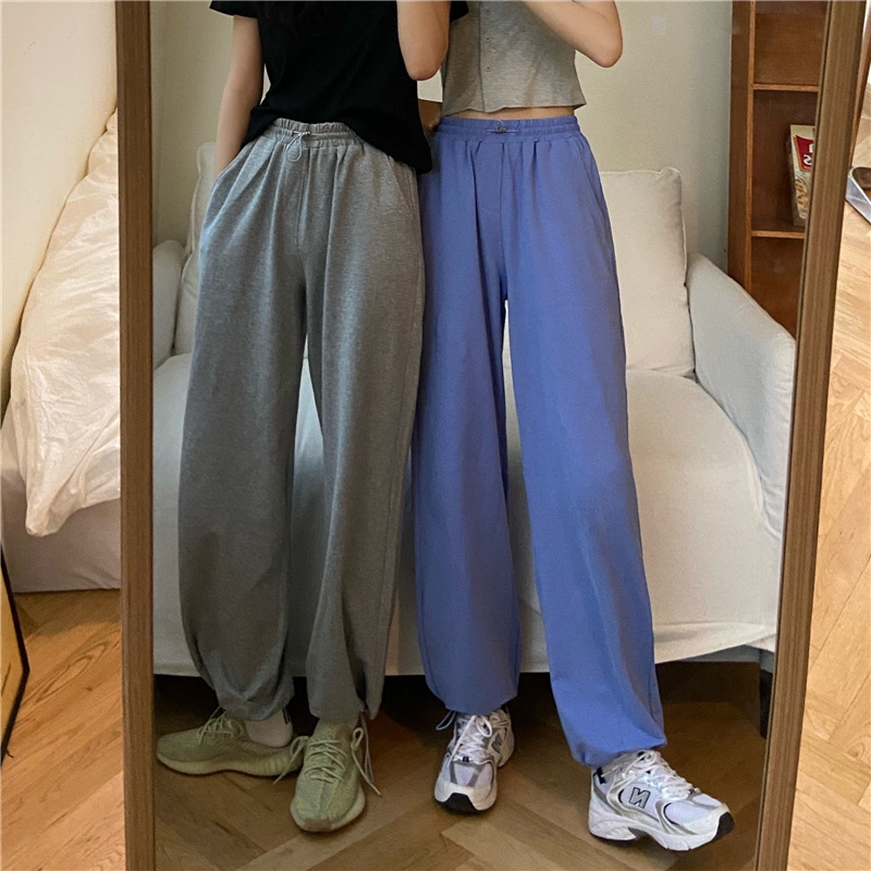 Picture of Women's Athletic Casual Pants Autumn 2025 New High-Waisted Jogger Cropped Pants Korean Style Loose Wide-Leg Pants Wholesale