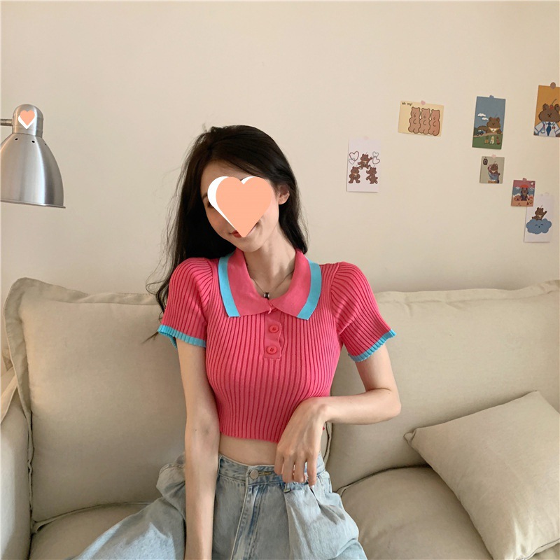 Picture of Base Shirt 2023 Summer New Tight Short Knitted Top Women's Summer Slim-fit Summer Short-sleeved Sweater