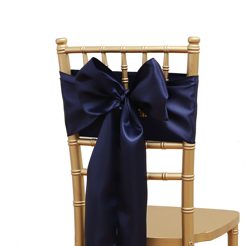 Picture of Chair Cover Bow Tie Hotel Wedding High-end Light Luxury Red Chair Back Flower Decoration Satin Diding Ribbon