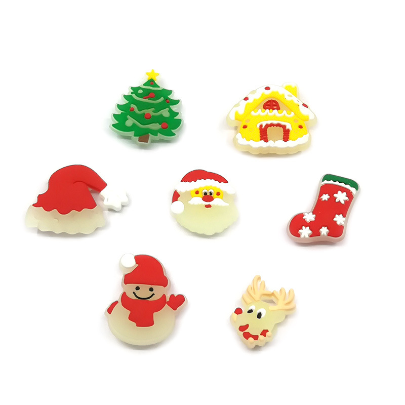 Picture of New Hot Selling Fluorescent Christmas Hole Shoe Accessories Ready-Made Cartoon Luminous Bag Bracelet Decoration Pvc Shoe Flower
