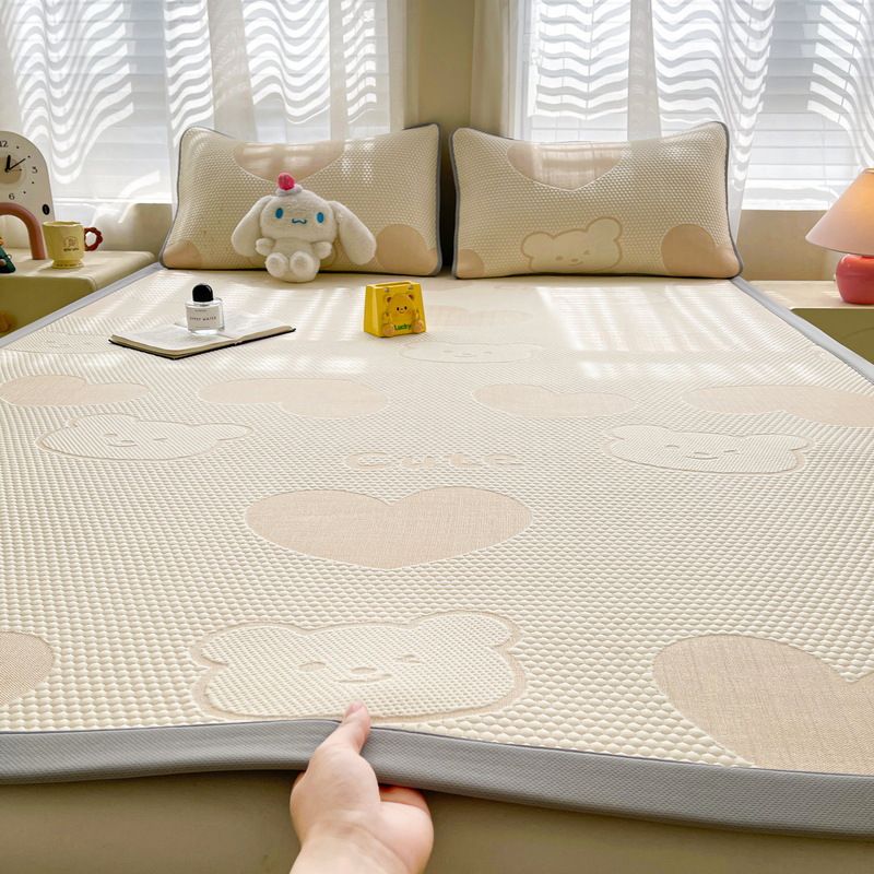 Picture of Bingdoudou Three-Piece Summer Cooling Mat Set, Ice Silk Mat Mattress, Machine Washable, Suitable for Infants and Toddlers, Air-Conditioned Soft Mat
