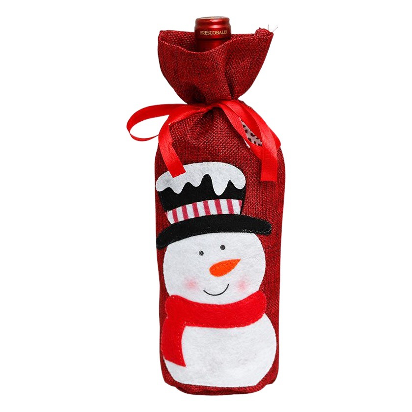 Cross-border Christmas decorations linen doll wine bottle set Christmas restaurant party ornaments