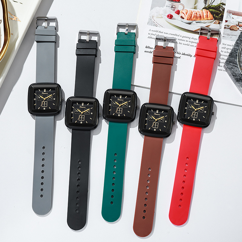 Picture of Square Fashion Autumn and Winter Niche Student Watch Simple Silicone Strap Ins Korean Style Women's Watch Quartz Watch Women