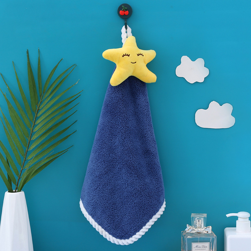 Picture of Hand towel cute hanging coral fleece household absorbent kitchen bathroom children cartoon hand towel factory wholesale