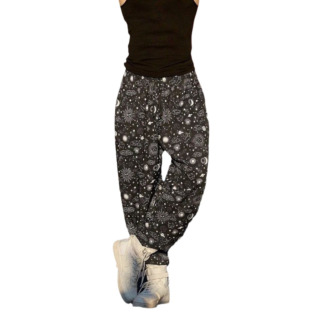 American Style Retro Thin Pants Men's Summer Breathable Quick-drying Loose Sports Pants Fitness Casual Digital Printing Pants
