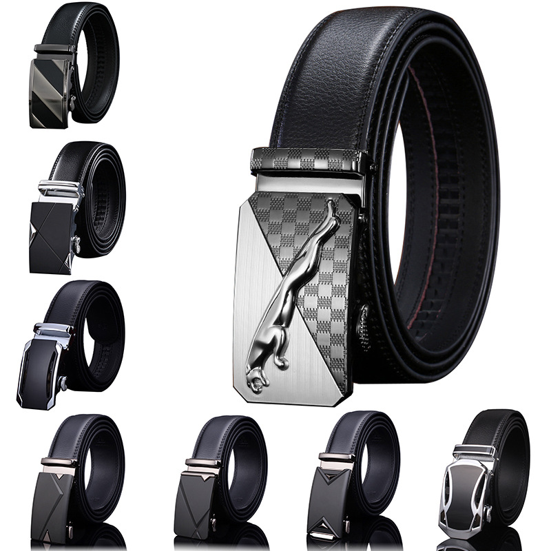 Belt Men's Wholesale High-end Genuine Leather Automatic Buckle Pure Cowhide Business Boys Belt Men's Trousers Belt Waist Cover