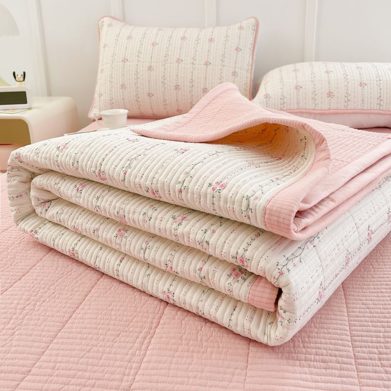 Picture of Mother and Baby Grade a Pure Cotton Bed Cover Three-Piece Set for Naked Sleeping Washed Cotton Cartoon Small Fresh Student Cotton Bed Bed Sheets Bed Cover